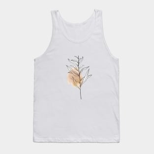 One Line Leaves Botanical Abstract Tank Top